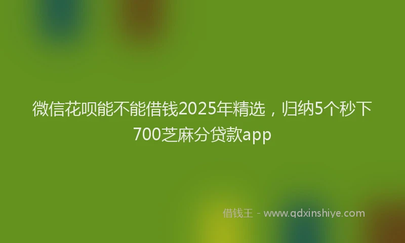 微信花呗能不能借钱2025年精选，归纳5个秒下700芝麻分贷款app