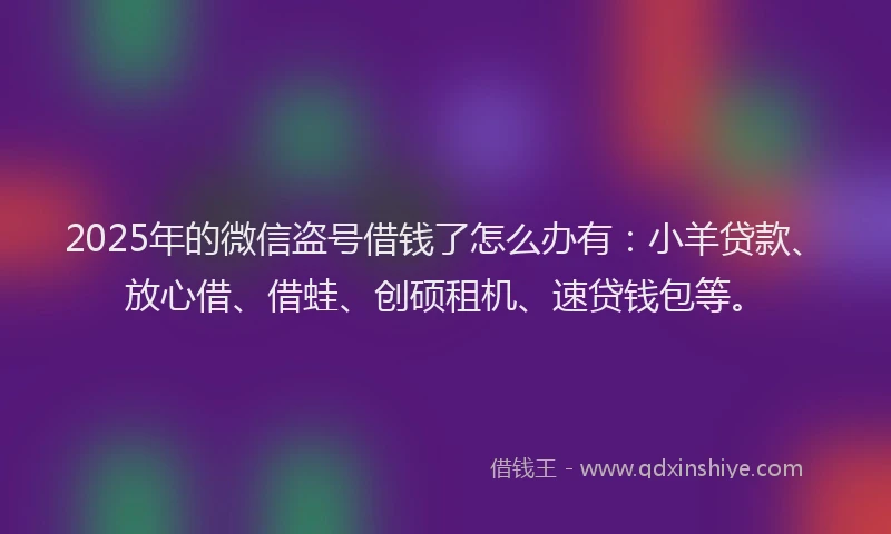 2025年的微信盗号借钱了怎么办有：小羊贷款、放心借、借蛙、创硕租机、速贷钱包等。
