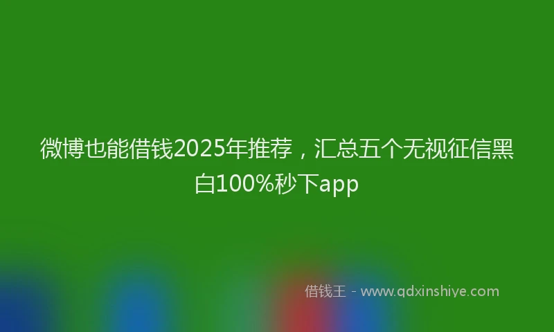微博也能借钱2025年推荐，汇总五个无视征信黑白100%秒下app