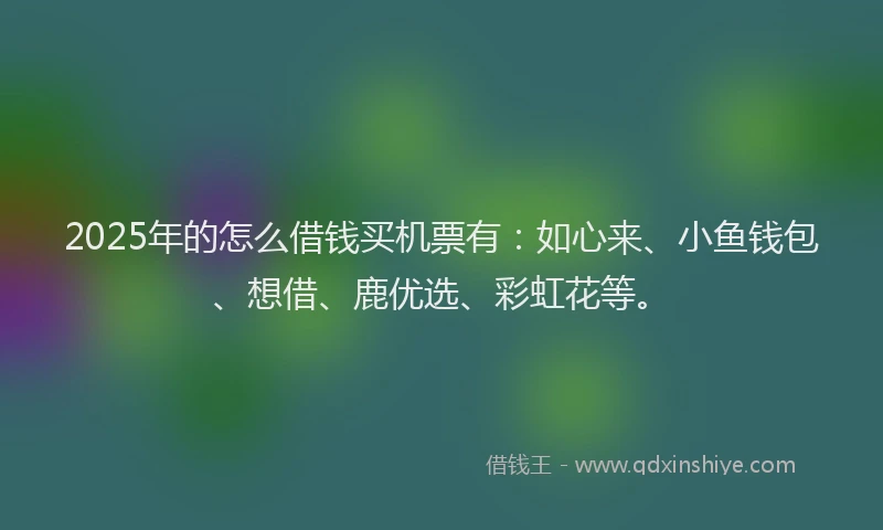 2025年的怎么借钱买机票有：如心来、小鱼钱包、想借、鹿优选、彩虹花等。