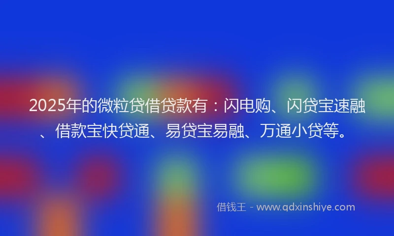 2025年的微粒贷借贷款有：闪电购、闪贷宝速融、借款宝快贷通、易贷宝易融、万通小贷等。