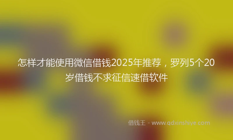 怎样才能使用微信借钱2025年推荐，罗列5个20岁借钱不求征信速借软件