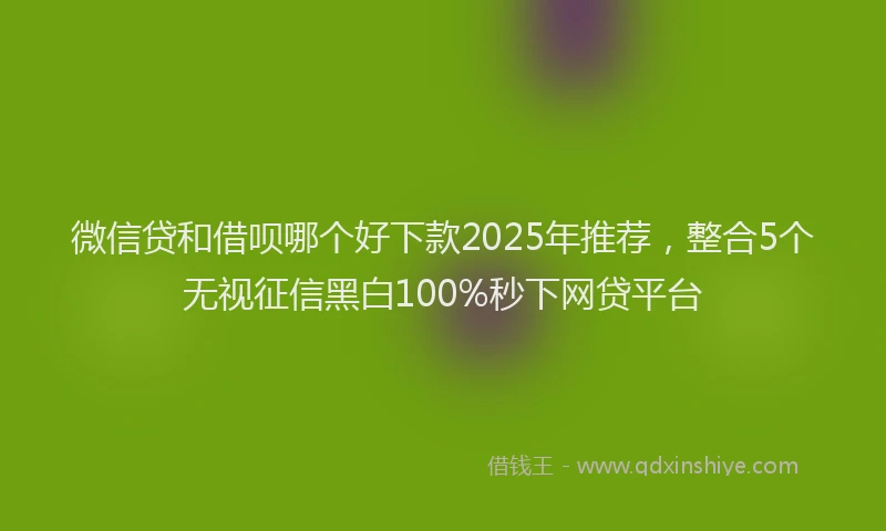 微信贷和借呗哪个好下款2025年推荐，整合5个无视征信黑白100%秒下网贷平台