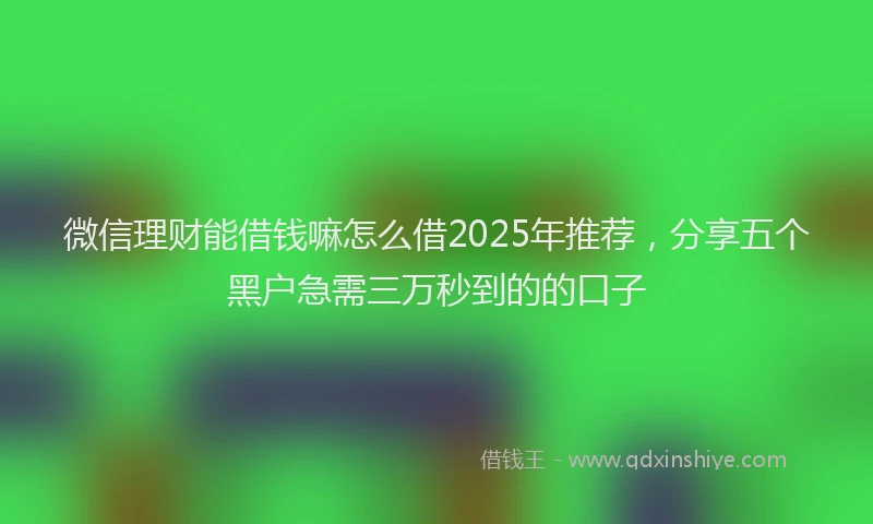 微信理财能借钱嘛怎么借2025年推荐，分享五个黑户急需三万秒到的的口子