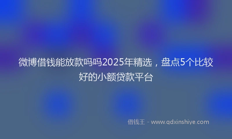 微博借钱能放款吗吗2025年精选，盘点5个比较好的小额贷款平台