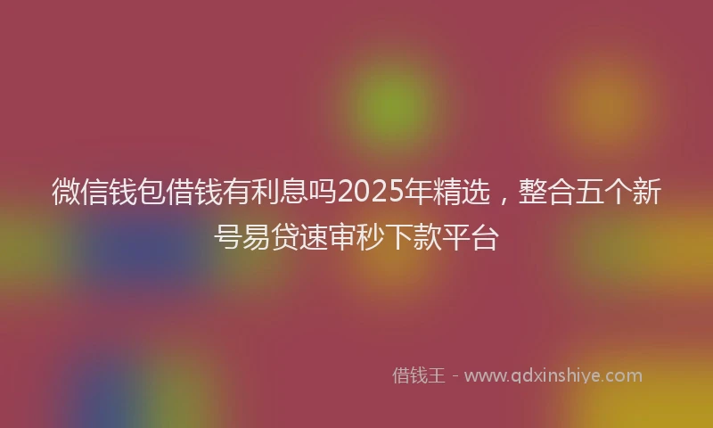 微信钱包借钱有利息吗2025年精选，整合五个新号易贷速审秒下款平台