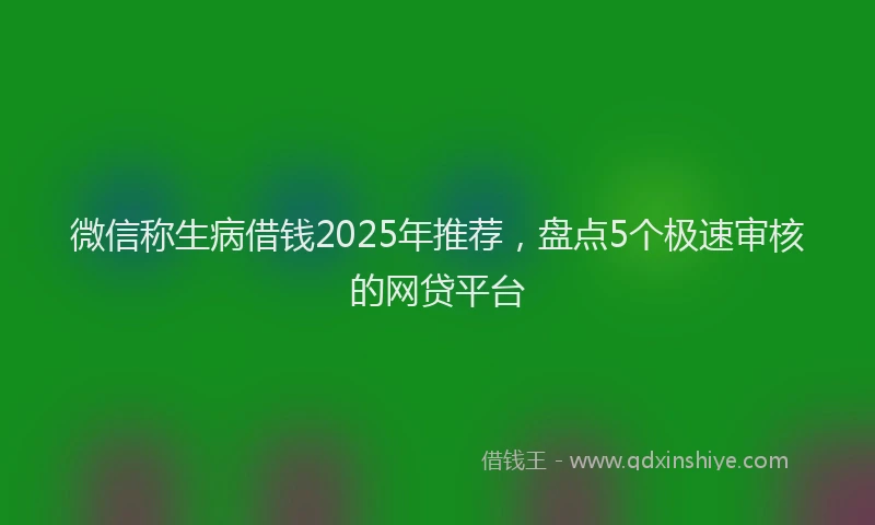 微信称生病借钱2025年推荐，盘点5个极速审核的网贷平台