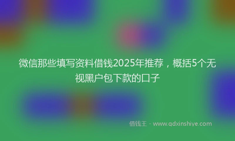 微信那些填写资料借钱2025年推荐，概括5个无视黑户包下款的口子
