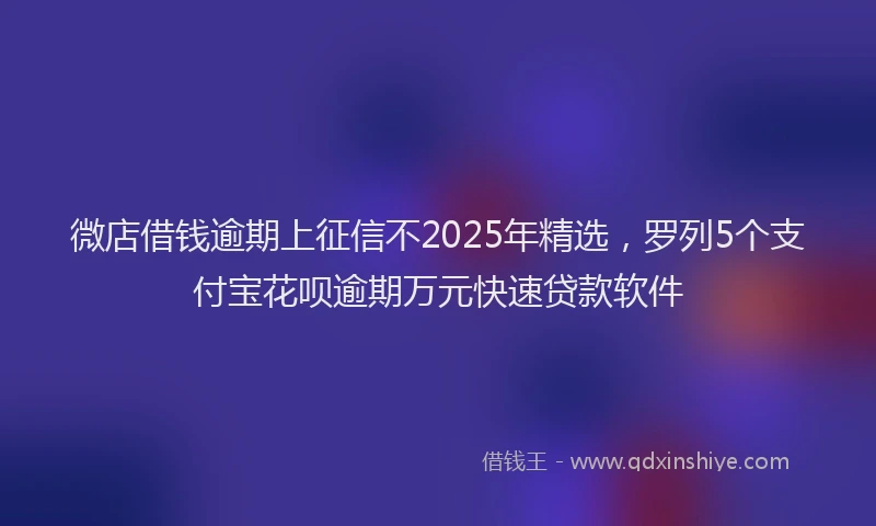 微店借钱逾期上征信不2025年精选，罗列5个支付宝花呗逾期万元快速贷款软件
