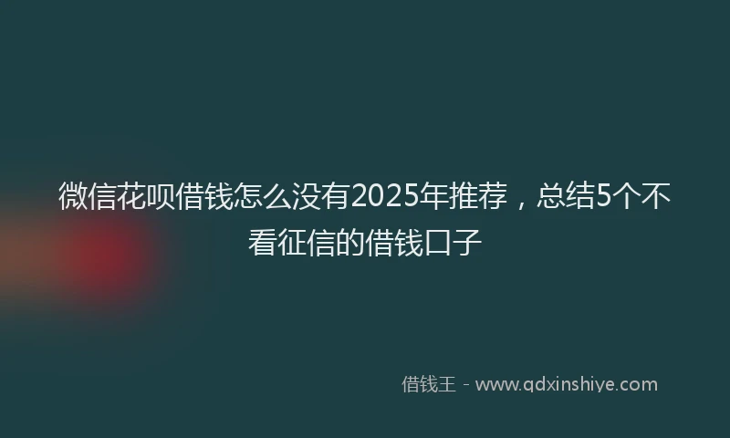 微信花呗借钱怎么没有2025年推荐，总结5个不看征信的借钱口子