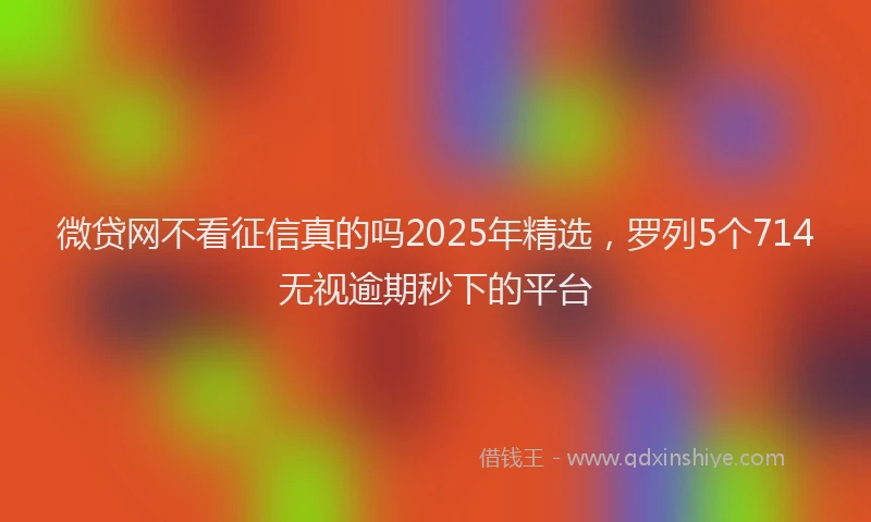 微贷网不看征信真的吗2025年精选，罗列5个714无视逾期秒下的平台