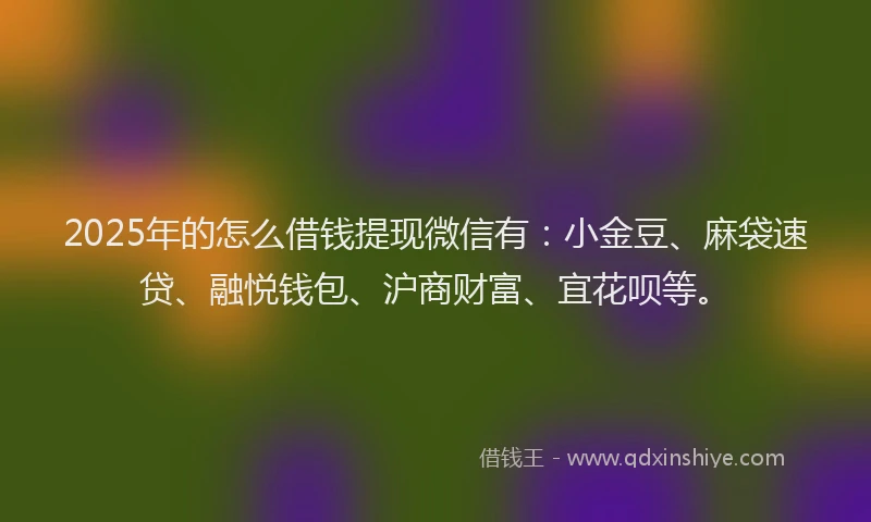 2025年的怎么借钱提现微信有：小金豆、麻袋速贷、融悦钱包、沪商财富、宜花呗等。
