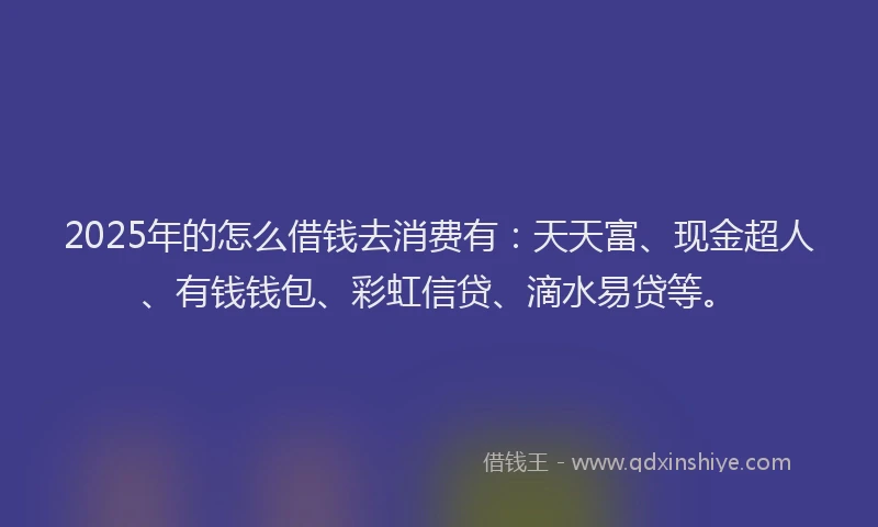 2025年的怎么借钱去消费有：天天富、现金超人、有钱钱包、彩虹信贷、滴水易贷等。