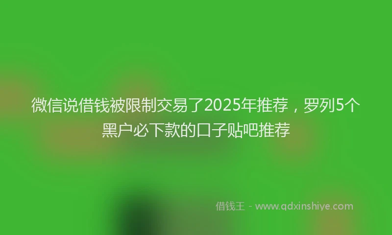 微信说借钱被限制交易了2025年推荐，罗列5个黑户必下款的口子贴吧推荐