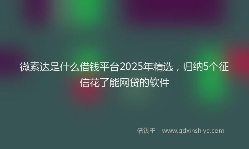微素达是什么借钱平台2025年精选，归纳5个征信花了能网贷的软件