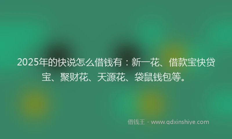 2025年的快说怎么借钱有：新一花、借款宝快贷宝、聚财花、天源花、袋鼠钱包等。