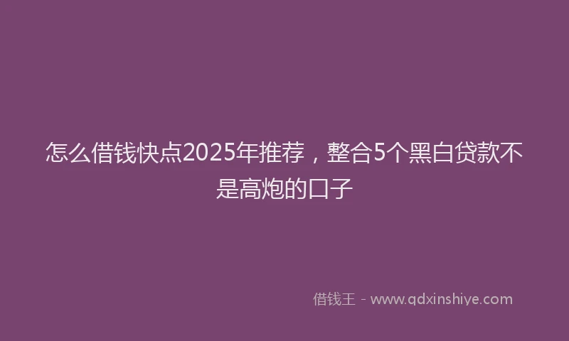怎么借钱快点2025年推荐，整合5个黑白贷款不是高炮的口子
