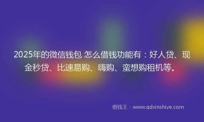 2025年的微信钱包 怎么借钱功能有：好人贷、现金秒贷、比速易购、嗨购、蛮想购租机等。