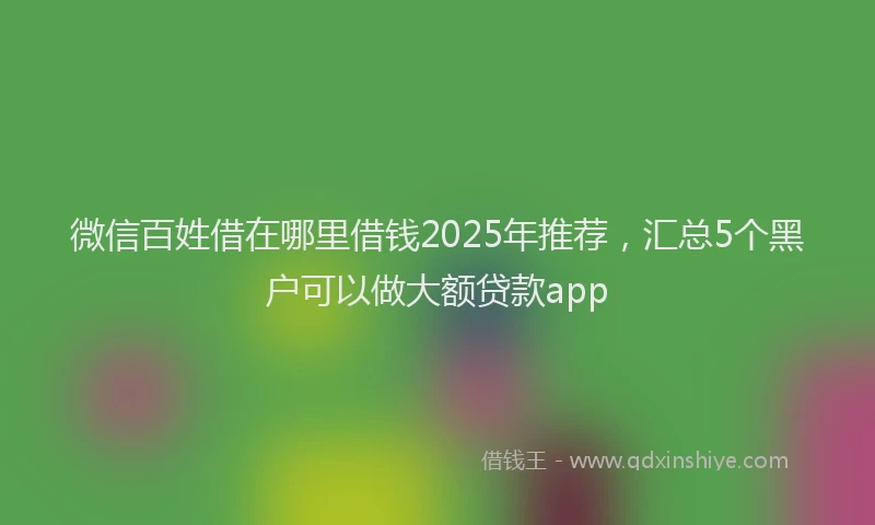 微信百姓借在哪里借钱2025年推荐，汇总5个黑户可以做大额贷款app