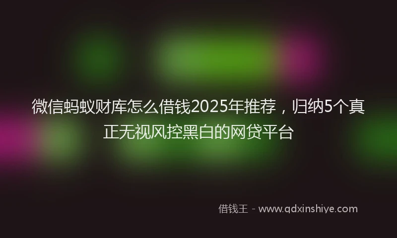 微信蚂蚁财库怎么借钱2025年推荐，归纳5个真正无视风控黑白的网贷平台