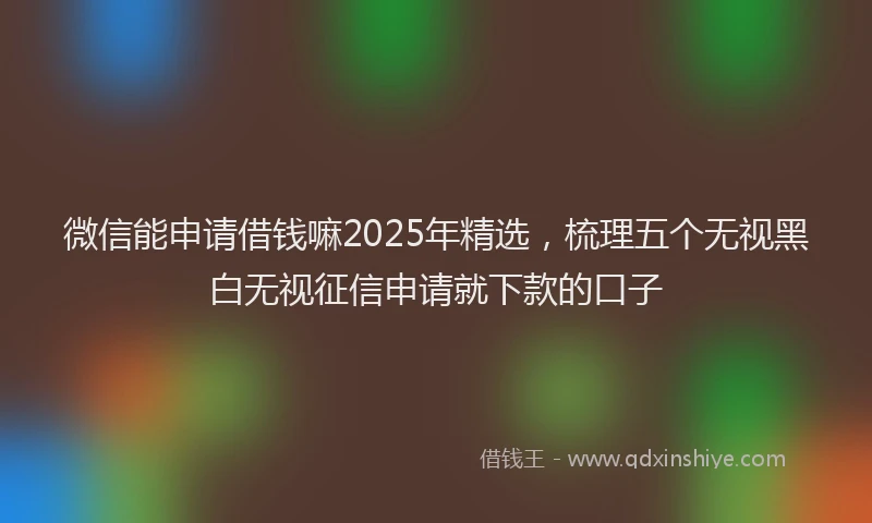 微信能申请借钱嘛2025年精选，梳理五个无视黑白无视征信申请就下款的口子