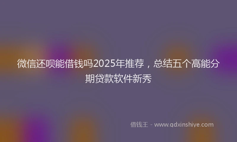 微信还呗能借钱吗2025年推荐，总结五个高能分期贷款软件新秀