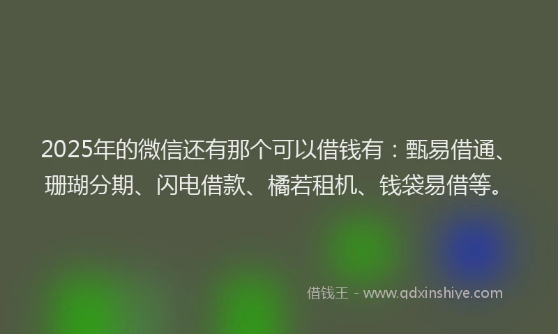 2025年的微信还有那个可以借钱有：甄易借通、珊瑚分期、闪电借款、橘若租机、钱袋易借等。