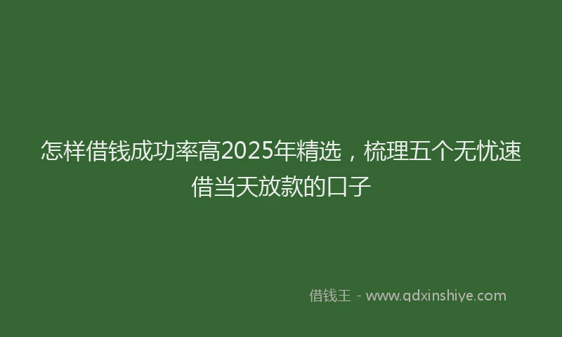 怎样借钱成功率高2025年精选，梳理五个无忧速借当天放款的口子