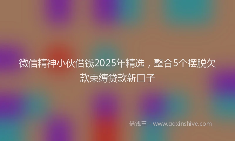 微信精神小伙借钱2025年精选，整合5个摆脱欠款束缚贷款新口子