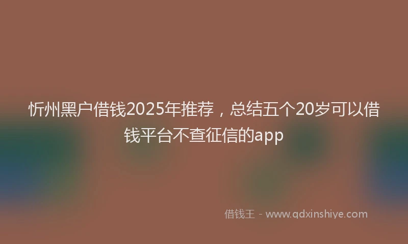 忻州黑户借钱2025年推荐，总结五个20岁可以借钱平台不查征信的app