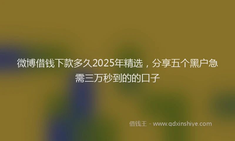 微博借钱下款多久2025年精选，分享五个黑户急需三万秒到的的口子