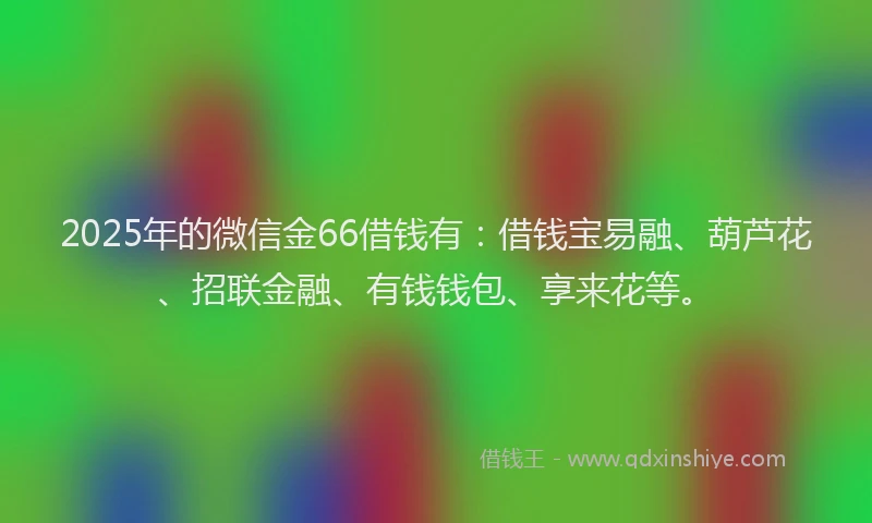 2025年的微信金66借钱有：借钱宝易融、葫芦花、招联金融、有钱钱包、享来花等。
