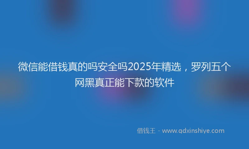 微信能借钱真的吗安全吗2025年精选，罗列五个网黑真正能下款的软件