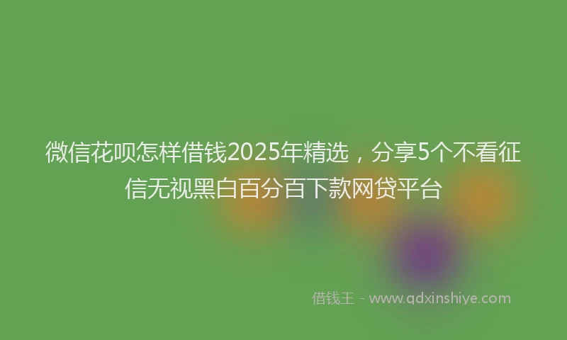 微信花呗怎样借钱2025年精选，分享5个不看征信无视黑白百分百下款网贷平台