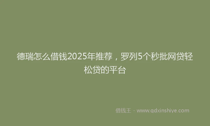 德瑞怎么借钱2025年推荐，罗列5个秒批网贷轻松贷的平台