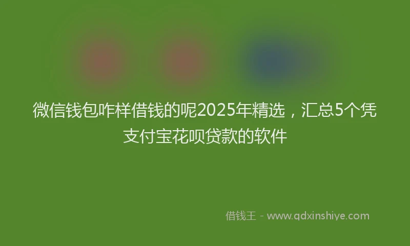 微信钱包咋样借钱的呢2025年精选，汇总5个凭支付宝花呗贷款的软件
