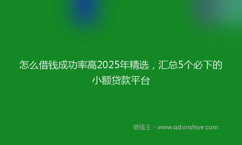 怎么借钱成功率高2025年精选，汇总5个必下的小额贷款平台