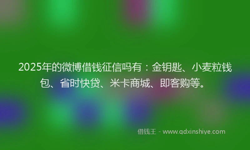 2025年的微博借钱征信吗有：金钥匙、小麦粒钱包、省时快贷、米卡商城、即客购等。