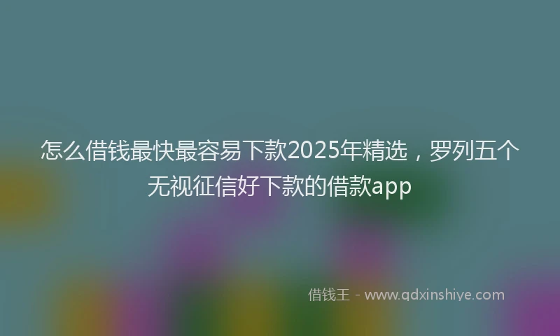 怎么借钱最快最容易下款2025年精选，罗列五个无视征信好下款的借款app