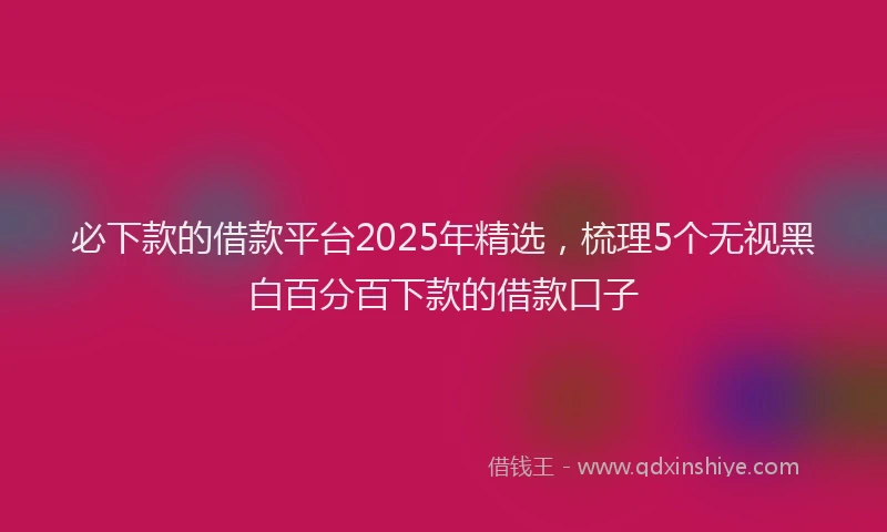 必下款的借款平台2025年精选，梳理5个无视黑白百分百下款的借款口子