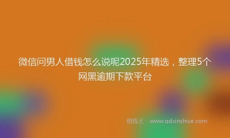 微信问男人借钱怎么说呢2025年精选，整理5个网黑逾期下款平台