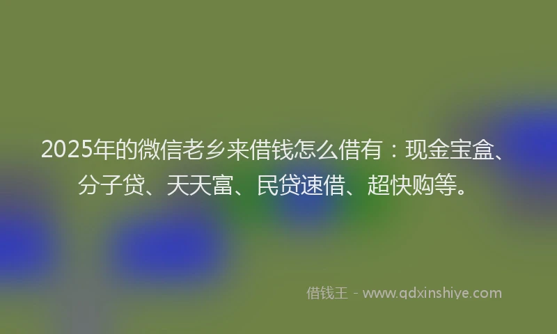 2025年的微信老乡来借钱怎么借有：现金宝盒、分子贷、天天富、民贷速借、超快购等。