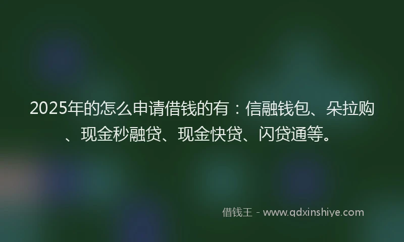 2025年的怎么申请借钱的有：信融钱包、朵拉购、现金秒融贷、现金快贷、闪贷通等。