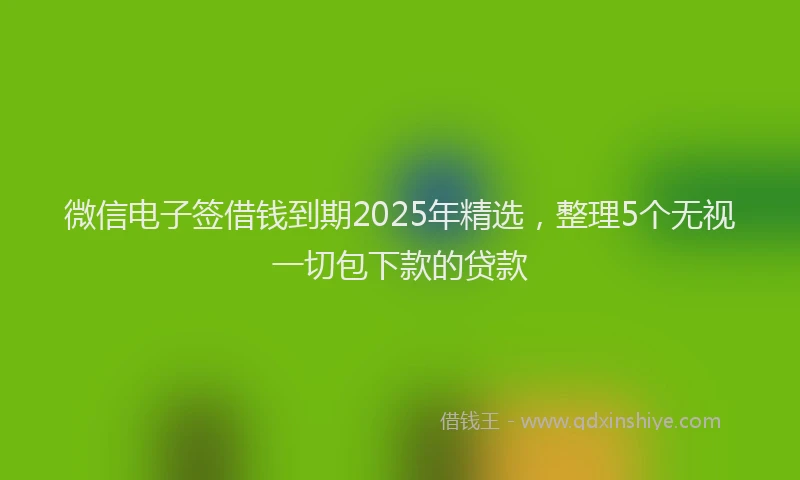 微信电子签借钱到期2025年精选，整理5个无视一切包下款的贷款