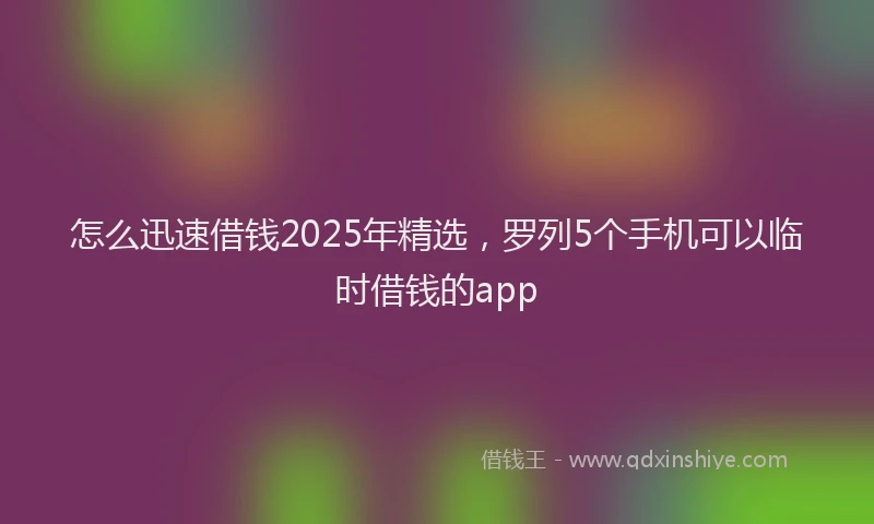 怎么迅速借钱2025年精选，罗列5个手机可以临时借钱的app