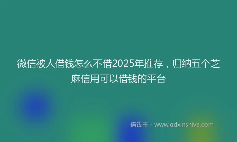 微信被人借钱怎么不借2025年推荐，归纳五个芝麻信用可以借钱的平台