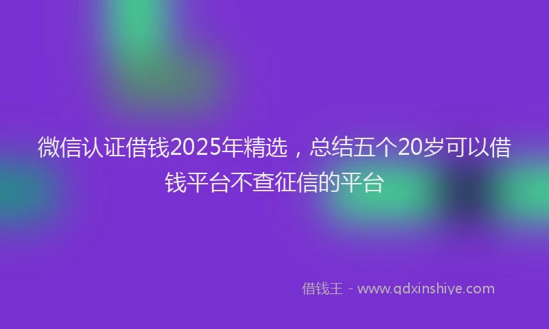 微信认证借钱2025年精选，总结五个20岁可以借钱平台不查征信的平台