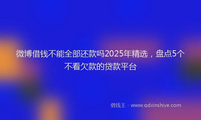 微博借钱不能全部还款吗2025年精选，盘点5个不看欠款的贷款平台