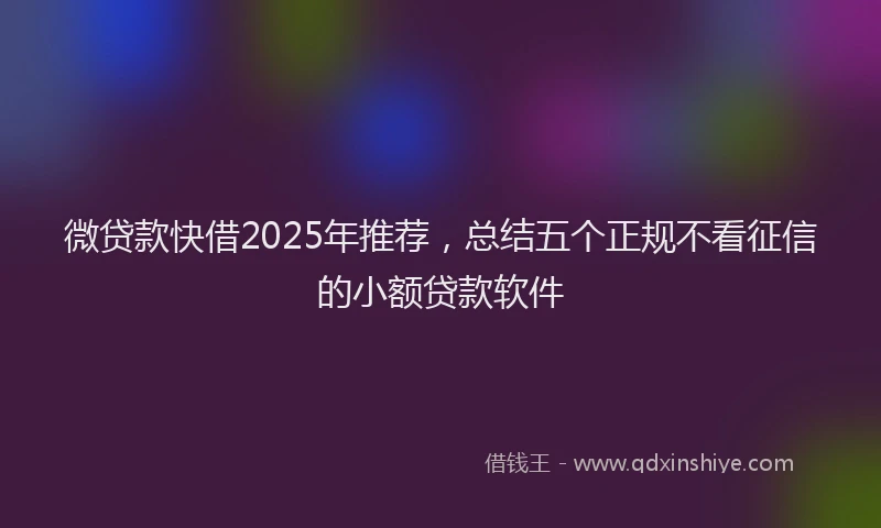 微贷款快借2025年推荐，总结五个正规不看征信的小额贷款软件