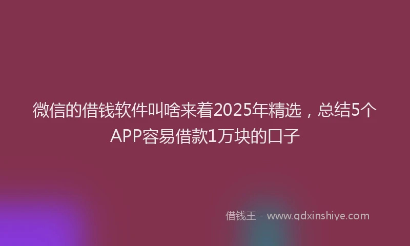 微信的借钱软件叫啥来着2025年精选，总结5个APP容易借款1万块的口子